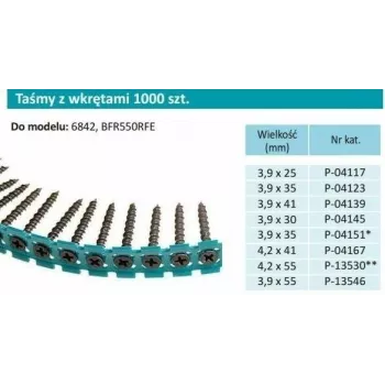 Makita F-30913 zásobníkové skrutky jemné 3,9x25mm