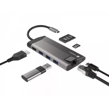 NATEC Fowler Plus USB Type-C čierna sivá MicroSD SD hub