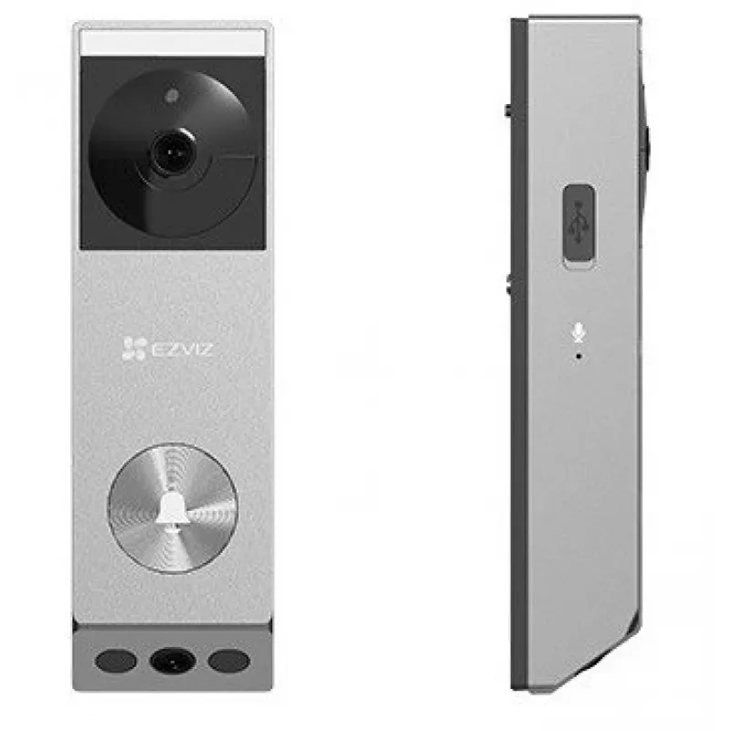 Batériový videozvonček EZVIZ EP3x Pro s dvojitým objektívom, strieborný, 3 MP + 2 MP