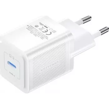 Vention mobilná nabíjačka FEPW0-EU – 20W USB-C interiérová AC nabíjačka pre smartphone, tablet, smartwatch, slúchadlá, biela
