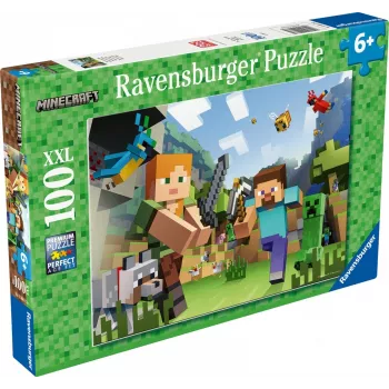 Puzzle XXL 100 dielov - Minecraft Ravensburger XXL 100-dielne puzzle s motívom z Minecraft. Produkt je určený pre deti od 6 rokov. Ravensburger je najväčší výrobca puzzle na svete a puzzle vyrába už viac ako 120 rokov. Puzzle Ravensburger sa vyznačujú špeciálnym, nereflexným povrchom a vyrábajú sa z patentovanej hrubej lepenky s…