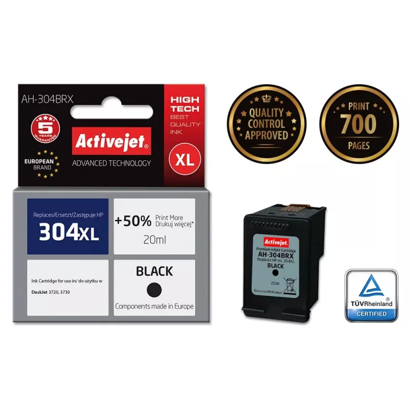 Activejet AH-304BRX atrament (náhrada za HP 304XL N9K08AE; Premium; 20 ml; čierny)