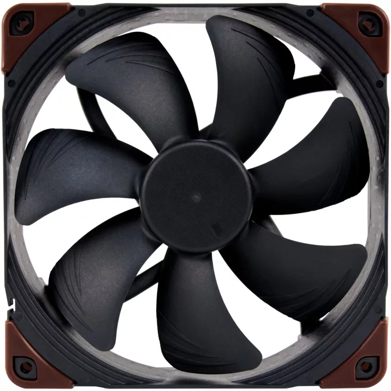 Noctua NF-A14 industrialPPC-2000 PWM ventilátor do skrine, 140x25 mm, 12 V, PWM, 500–2000 ot./min, 182,5 m³/h, 31,5 dB, ložisko SSO, čierna/hnedá