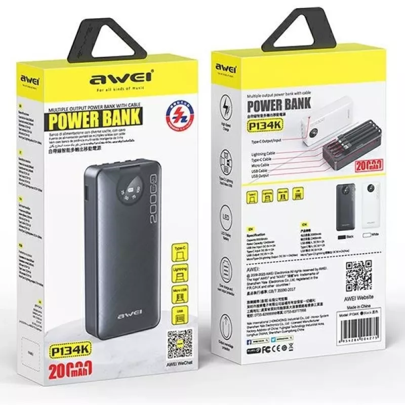 Prenosná powerbanka AWEI P134K 20000mAh