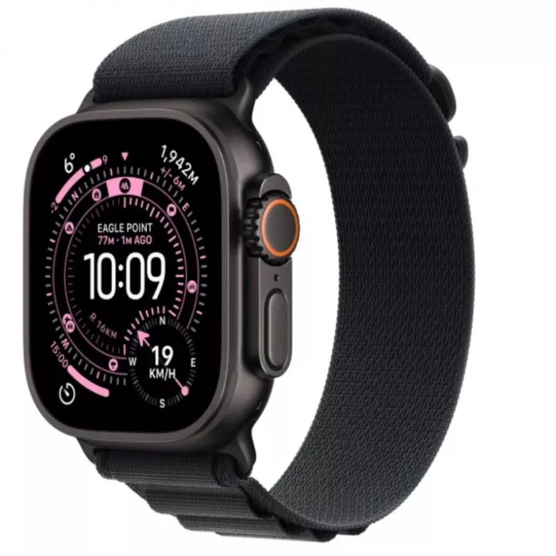 Smartwatch Apple Watch Ultra 3 GPS + Cellular 49mm Black Titanium puzdro s Black Alpine Loop Large