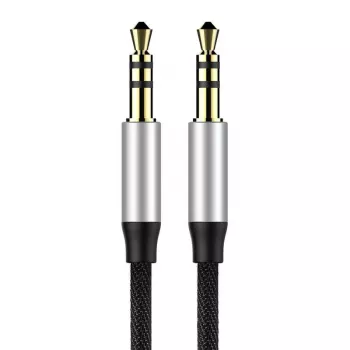 Baseus Yiven audio kábel 3,5-mm jack konektor M30 1,5 m strieborný + čierny