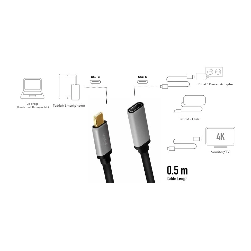 LogiLink USB kábel USB 3.2 Gen 2 CUA0105 0,5 m USB-C čierny sivý
