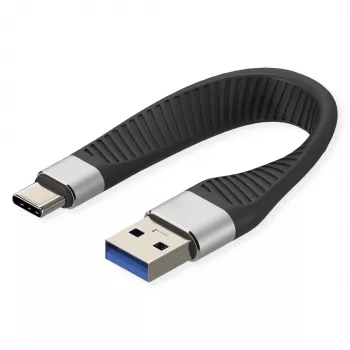 ROLINE USB 3.2 Gen 2 silikónový kábel C-A ST/ST 10Gbit/s Emark čierny 11 cm 11 - kábel - digitálny/dátový