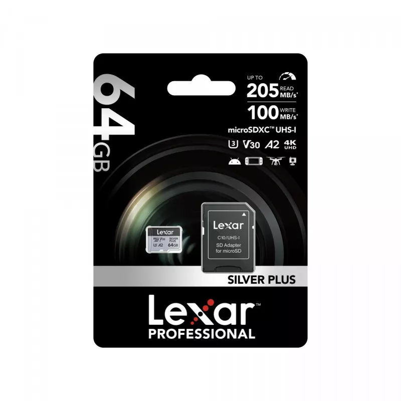 MicroSD karta Lexar 64 GB UHS-I trieda 3 SILVER PLUS