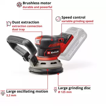 Brúska na podlahy EINHELL TP‑RS 18/32 Li BL Solo — 24 000 ot/min, čierna/červená, 1,11 kg