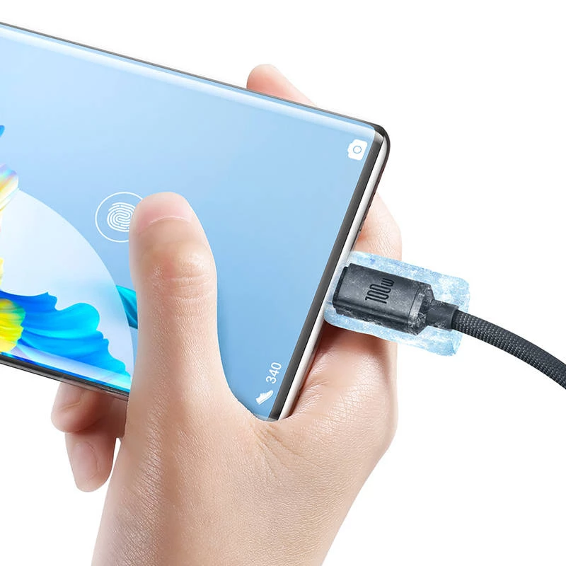 Baseus Crystal Shine kábel USB na USB-C, 100W, 2m (čierna)
