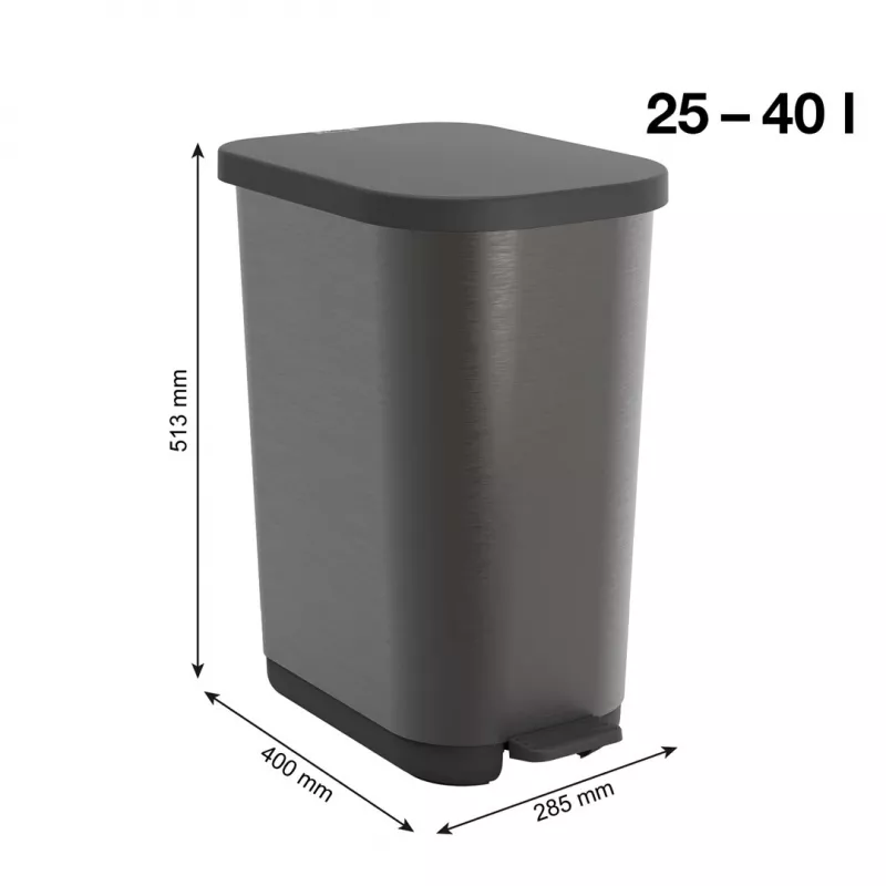 ROTHO Ribo Graphite - odpadkový kôš na šliapanie – 35 l