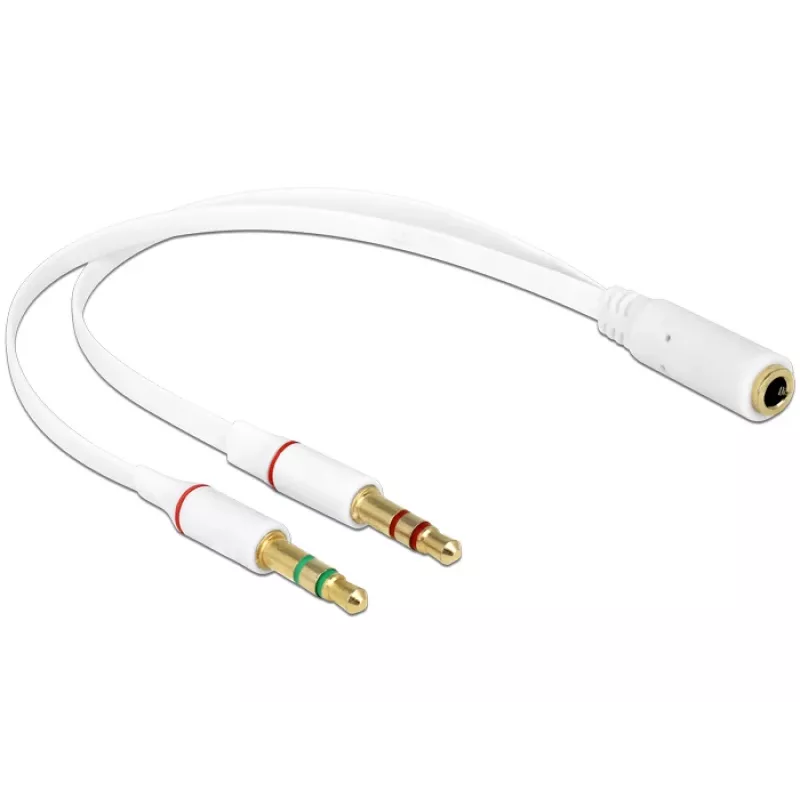 Audiokábel DeLOCK 65585 0,2 m 2 x 3,5 mm konektor samec na 3,5 mm konektor samica biely