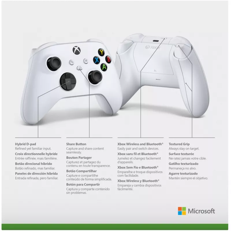 Microsoft Xbox Wireless Controller – gamepad – bezdrôtový – Bluetooth – Robot White – pre PC, Microsoft Xbox One, Android, Microsoft Xbox Series S, Microsoft Xbox Series X