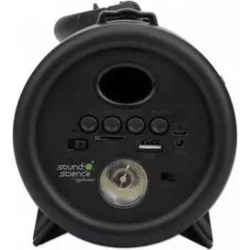 Manhattan London Bluetooth reproduktor, slušný zvukový výstup (3 W), 3 hodiny prehrávania, FM rádio, dosah 10 m, čítačka microSD kariet (32 GB), 3,5-mm Aux konektor, USB-A nabíjací kábel v balení, 1200-mAh batéria, Bluetooth v5, tri roky záruka