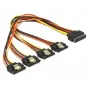 Delock 60157 predlžovací napájací kábel SATA, SATA 15-pin (samec) s aretáciou na 4x SATA 15-pin (samica), 0,3 m, čierna/žltá/červená/oranžová