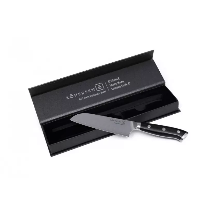 Kohersen Elegance Ebony Wood Santoku nôž damašková oceľ 12,7 cm