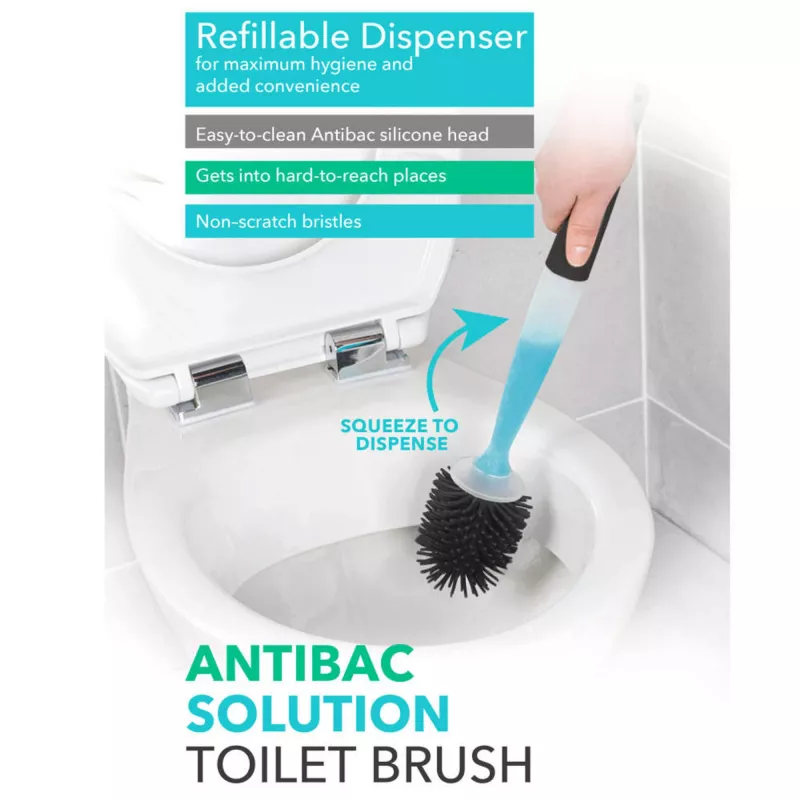 Toaletná kefa Beldray LA033996UFFEU7 Antibac sivá, antibakteriálna toaletná čistiaca kefa