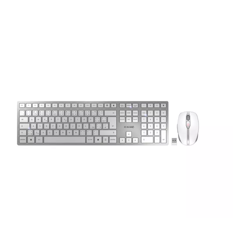 CHERRY DW 9100 štíhla klávesnica myš súčasťou univerzálna RF Wireless + Bluetooth česká, slovenská strieborná