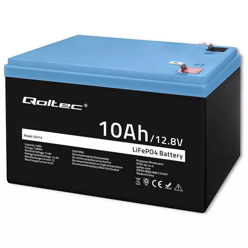 Akumulátorový balík LiFePO4 QOLTEC 10Ah 12,8V 128Wh s integrovaným BMS