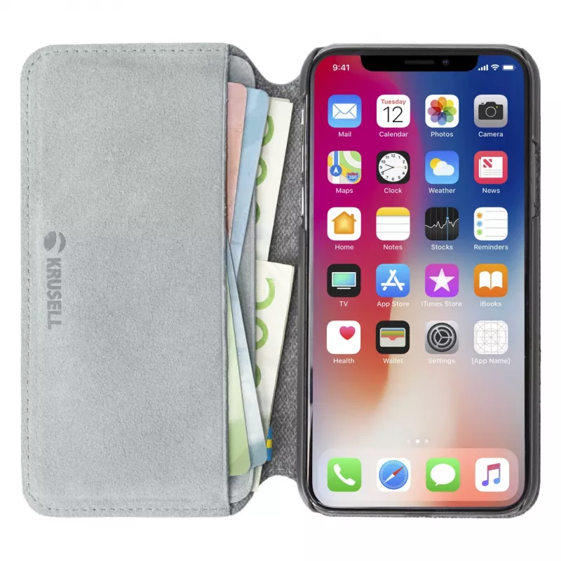 Puzdro s klopou Krusell Broby 4 Card SlimWallet iPhone XS Max