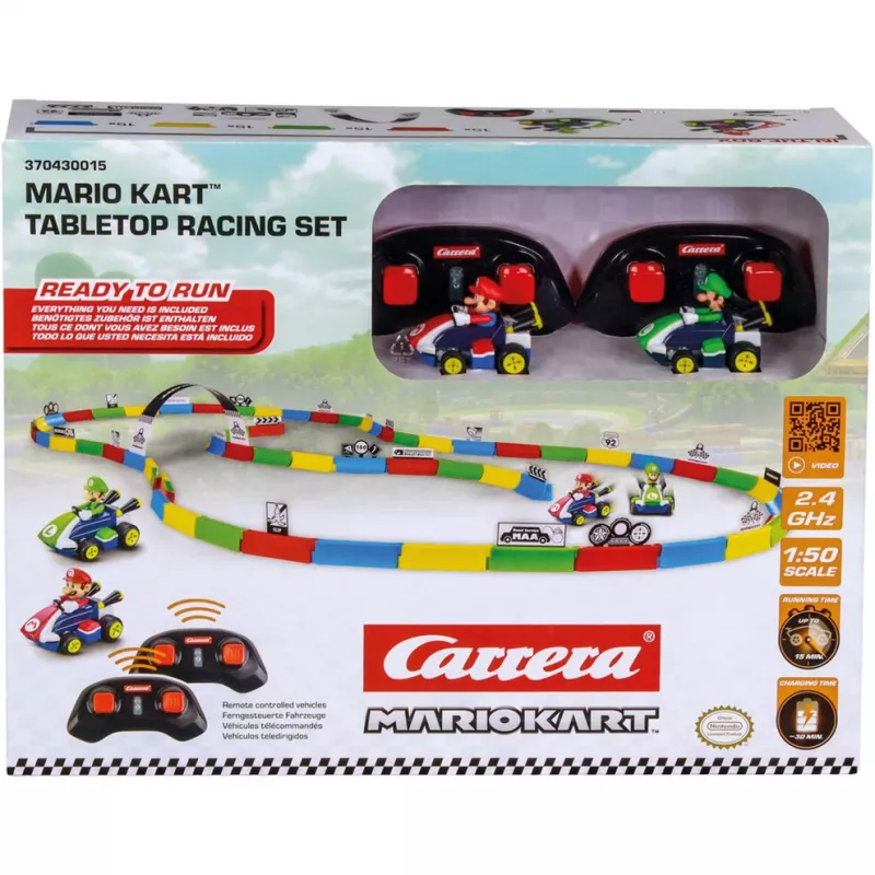 CARRERA RC stolové preteky Mario Set 370430015 – 2,4 GHz stolové RC Mario & Luigi