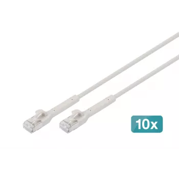 Digitus CAT 6A F-FTP ohybný patch kábel, meď, 3 m, sivý, 10 kusov