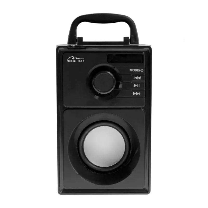 Prenosný reproduktor MEDIA-TECH MT3179, 20 W (RMS 15 W), Bluetooth 5.1, FM, MicroSD, USB, AUX, Li-Ion, 6 h, drevené puzdro