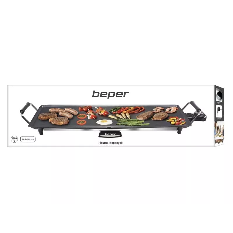 Beper 90.386 gril teppanyaki, nepriľnavá doska 70,5 x 23,5 cm, 1800 W, čierny