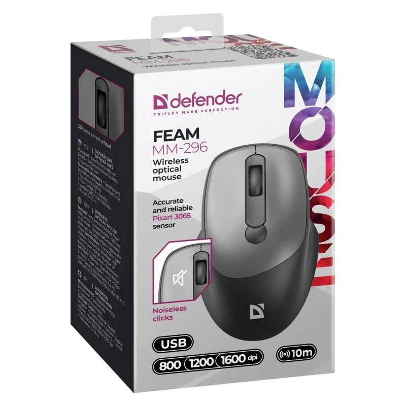 Bezdrôtová myš Defender Silent Click Feam sivá 52298