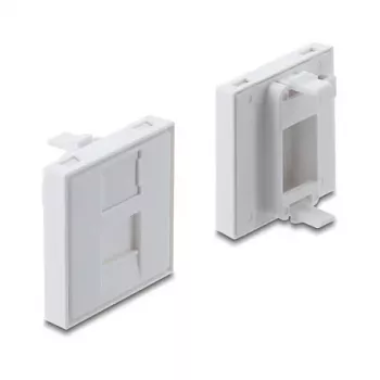 Zacvakávací kryt Keystone modulu 45×45 mm DELOCK Easy 45 pre 1 port, ABS, biely, s prachovou krytkou