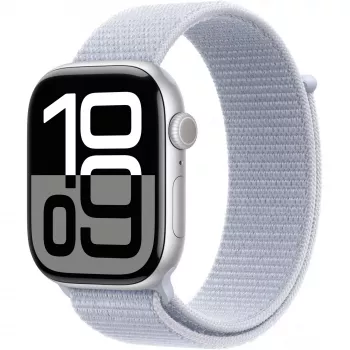 APPLE Watch Series 10 GPS 46 mm strieborné hliníkové puzdro s Blue Cloud Sport Loop