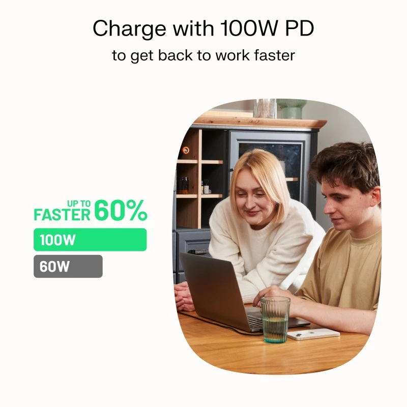 Kábel USB-C-USB-C PowerStream 100W pletený 1,2m biely
