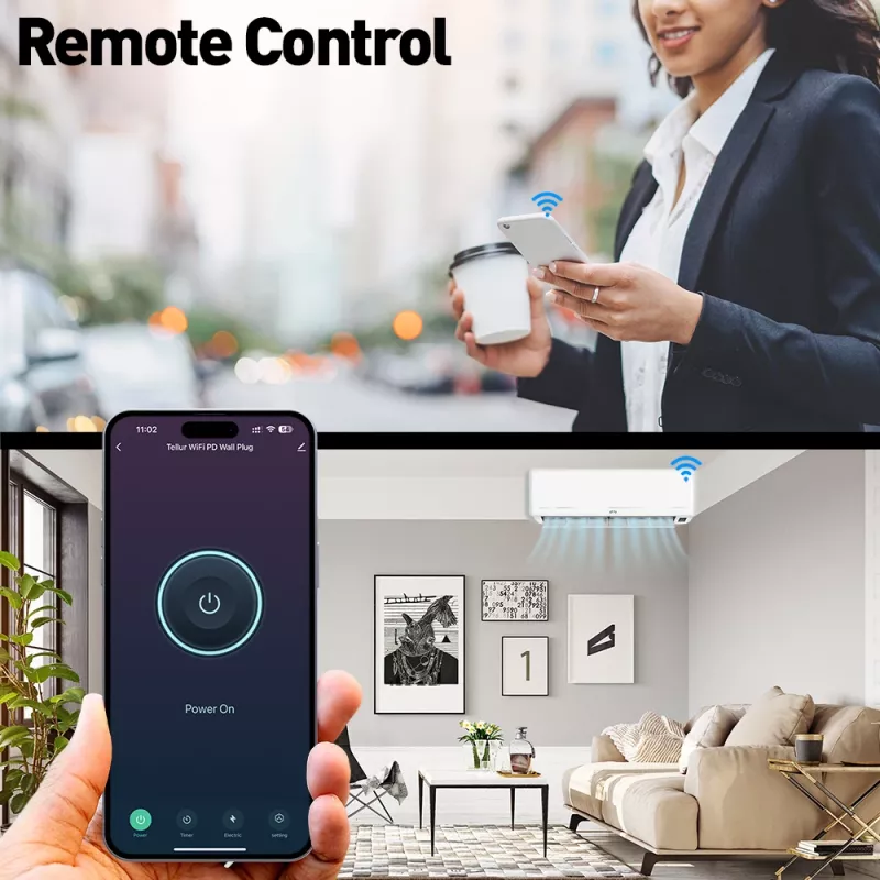 Inteligentná WiFi nástenná zásuvka Tellur TLL331531 – 3600 W 16 A, WiFi diaľkové ovládanie