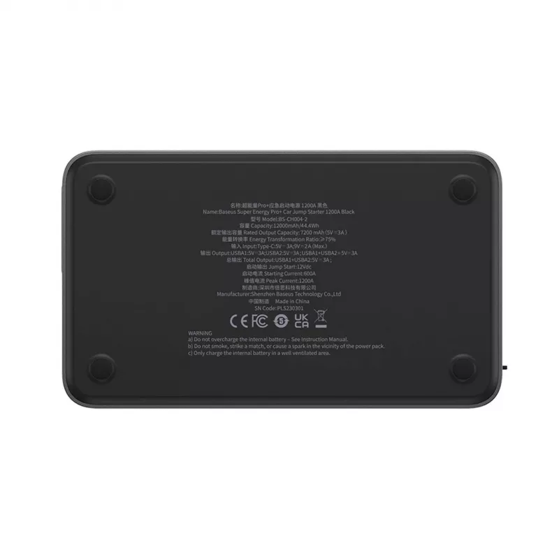 Powerbanka/štartovacie zariadenie Baseus Pro+ autoštartér, 12000mAh, 1200A, USB (čierna)