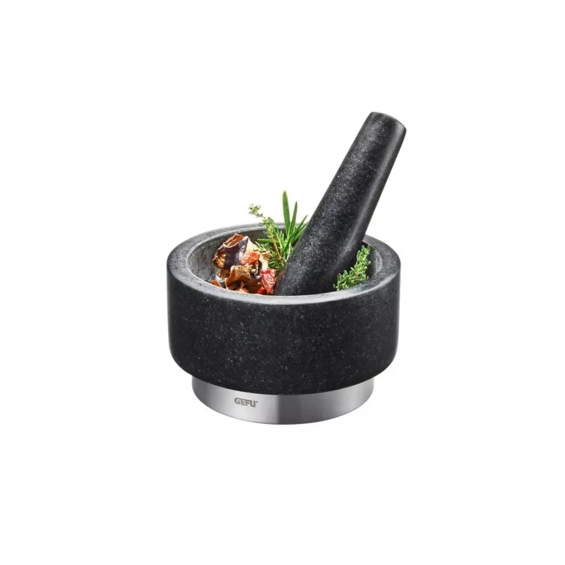 Mažiar GEFU 35300 čierny nerez žula 14 cm