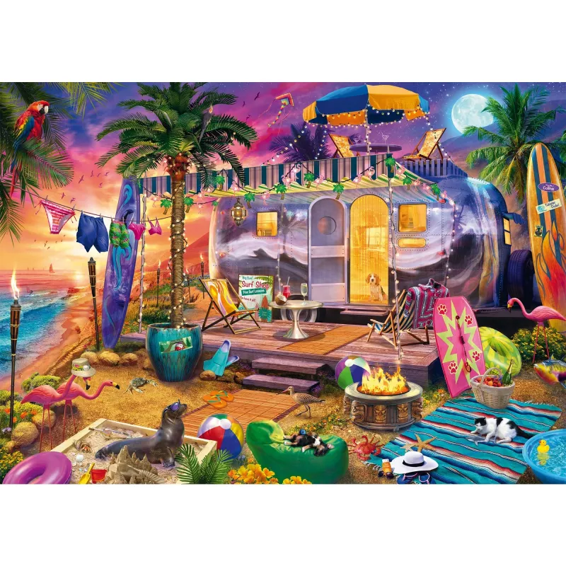Puzzle Schmidt Spiele Jeff Haynie 1000 dielikov — Karavan pri mori, krajinné puzzle s 1000 dielikmi