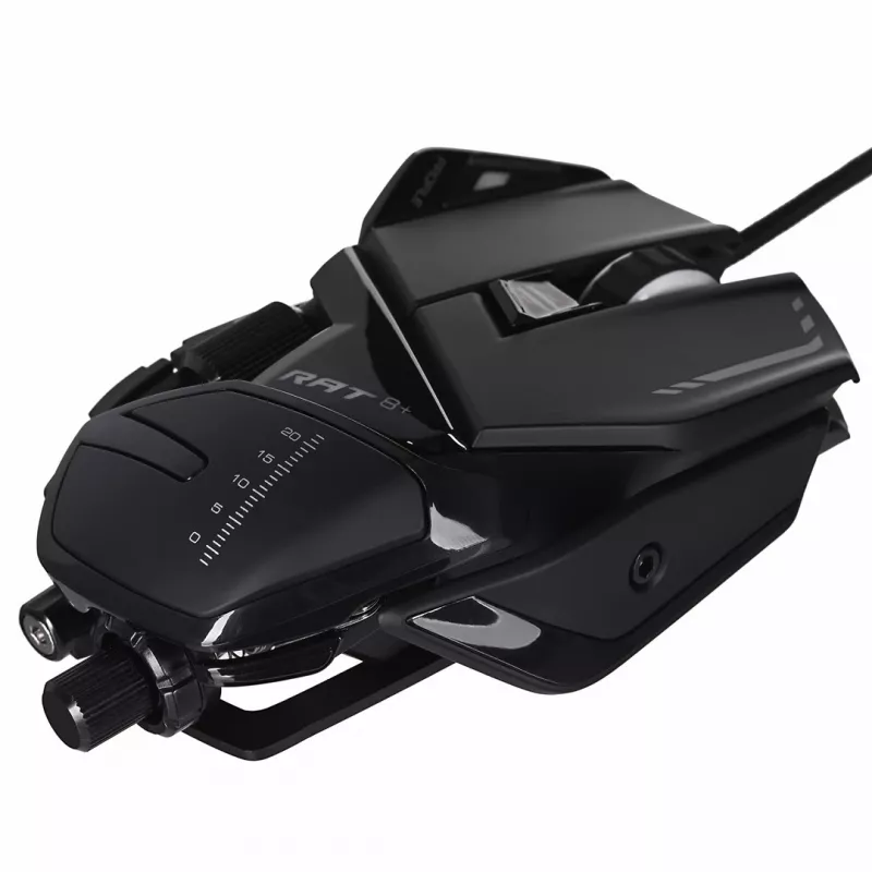 Herná myš MadCatz R.A.T. 8+ — pre pravákov, optická, 16000 DPI, 11 tlačidiel, USB Type-A, 145 g