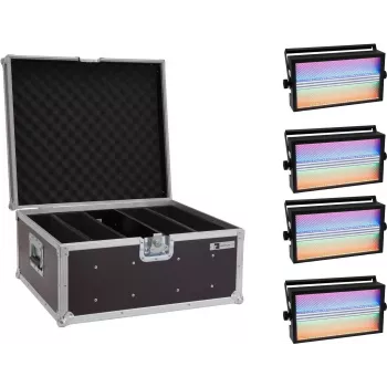 EUROLITE LED Super Strobe sada 20000679 — 4 LED stroboskopické svetlá s transportným kufrom