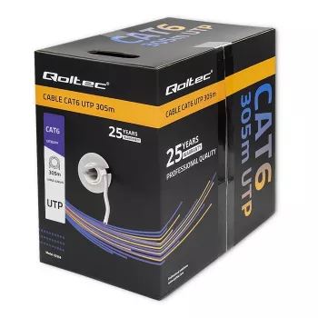 Patch kábel UTP kábel QOLTEC 50359 RJ45 CAT6 305m modrý