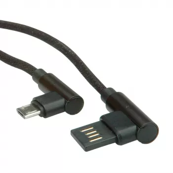 ROLINE USB 2.0 kábel, zahnutý, Type-A obojstranný - Micro B, ST/ST, čierny, 0,8 m (11.02.8720)