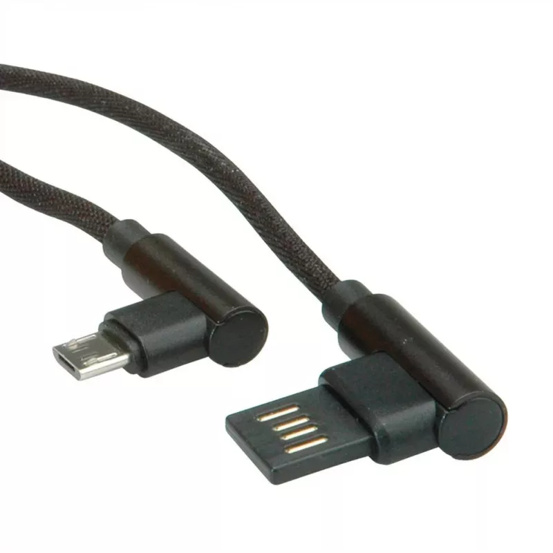 ROLINE USB 2.0 kábel, zahnutý, Type-A obojstranný - Micro B, ST/ST, čierny, 0,8 m (11.02.8720)