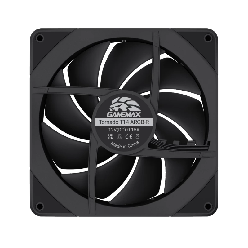 GAMEMAX TORNADO T14 ARGB-R 140mm skriňový ventilátor - čierny