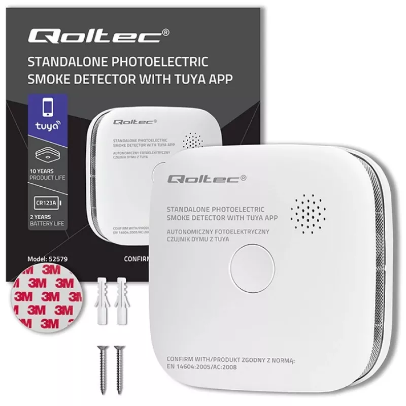 Detektor dymu s batériou Tuya WiFi LED