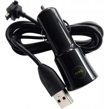 HTC CC-C120 1A autonabíjačka + DC-M410 Micro-USB kábel v biela Bulk (CC-C120)