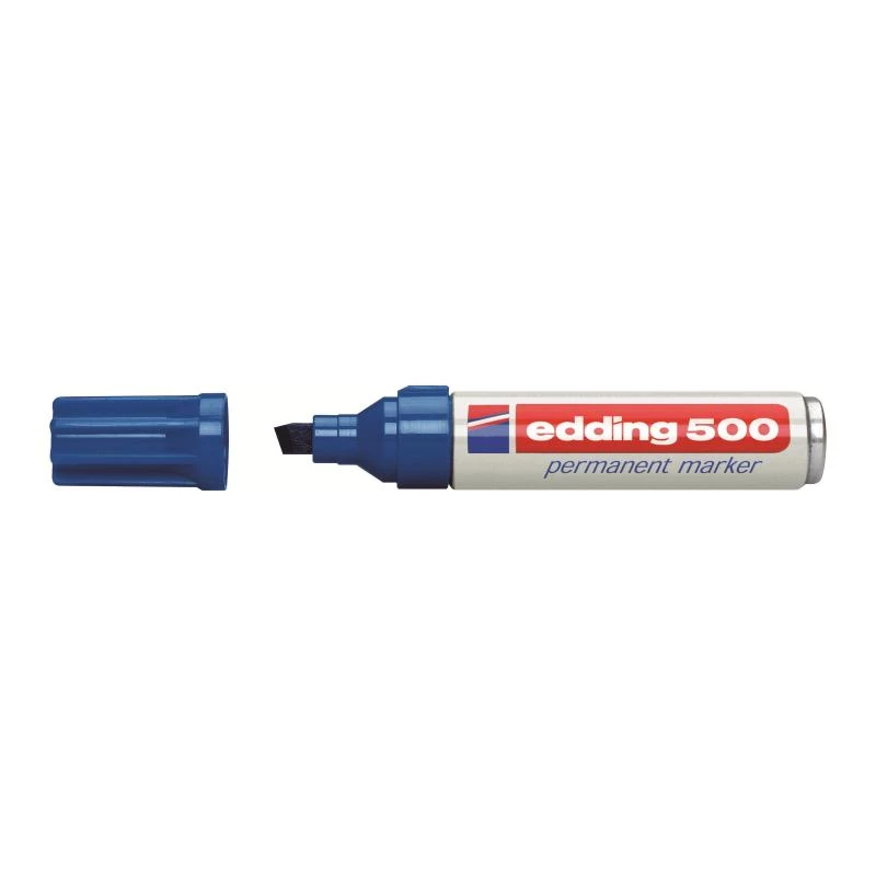 Permanentný marker Edding 500 klinový hrot modrý