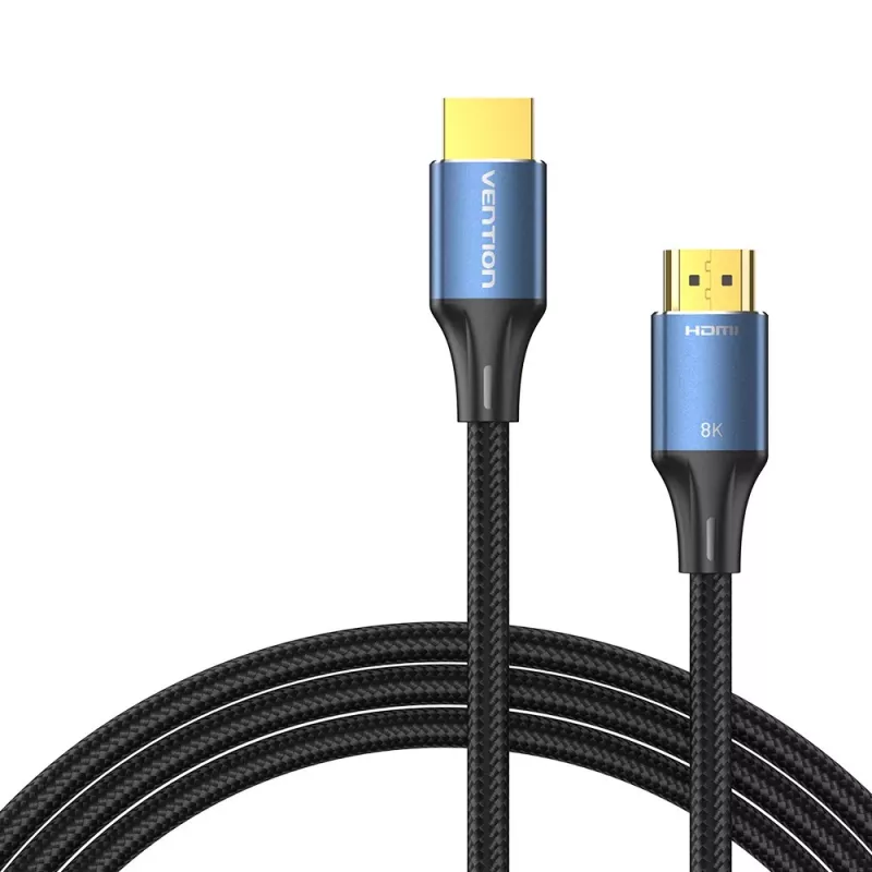 Vention bavlnený pletený HDMI-A kábel samec na samec HD 8K 5M modrý hliníková zliatina