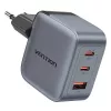 Vention GaN nabíjačka FEXH0-EU 70W — 2x USB-C + 1x USB-A, PD 70W, 100–240V