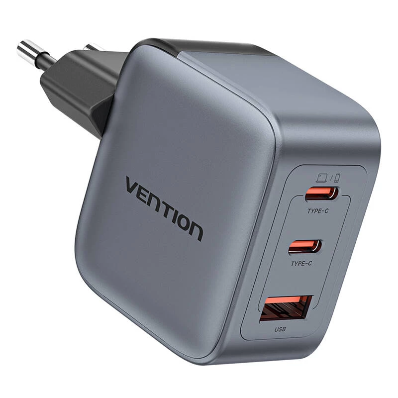Vention GaN nabíjačka FEXH0-EU 70W — 2x USB-C + 1x USB-A, PD 70W, 100–240V