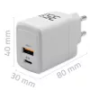 Nabíjačka QOLTEC 51824 GaN 35W USB-C PD & USB QC 3.0, 5–20V, 1x USB-C, 1x USB-A